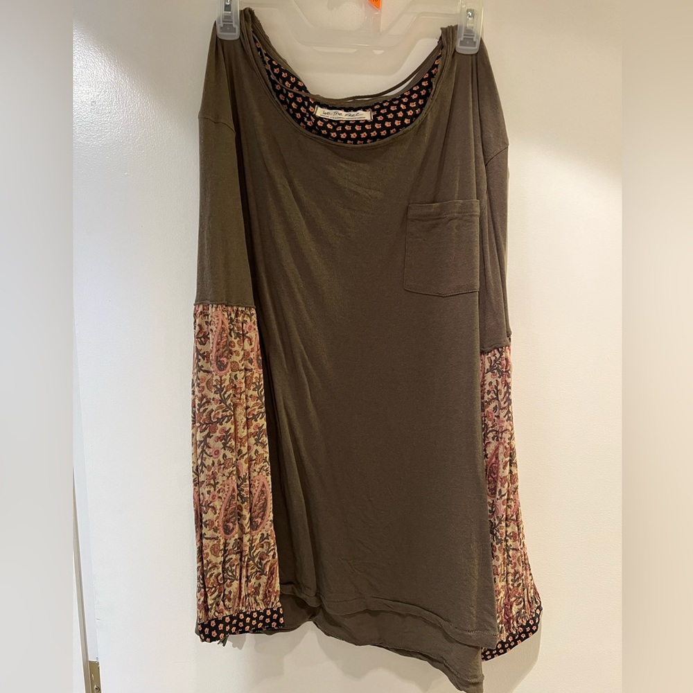Free People long sleeve shirt with patterned sleeves